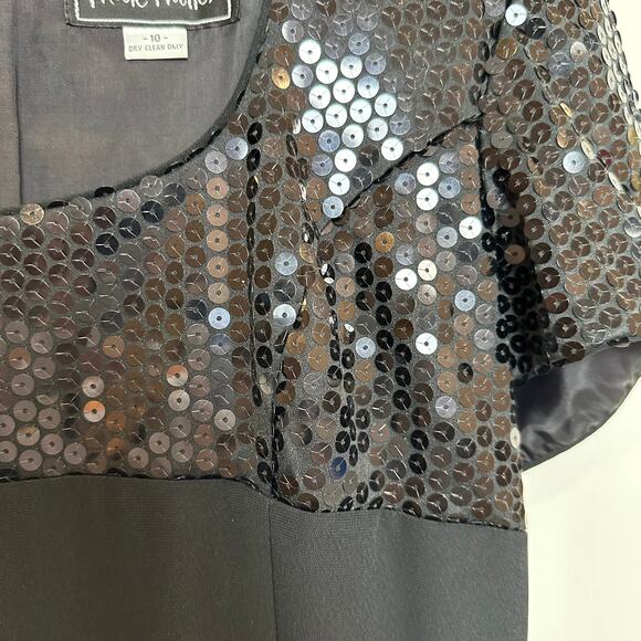 Vintage 90s Nicole Miller Sequin Black Dress Cocktail Union Made in the USA 10 - Picture 7 of 11